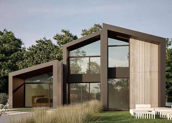 ویلا و ساختمان اداری پیش ساخته سفارشی با پنجره و درب آلومینیومی فضای باز